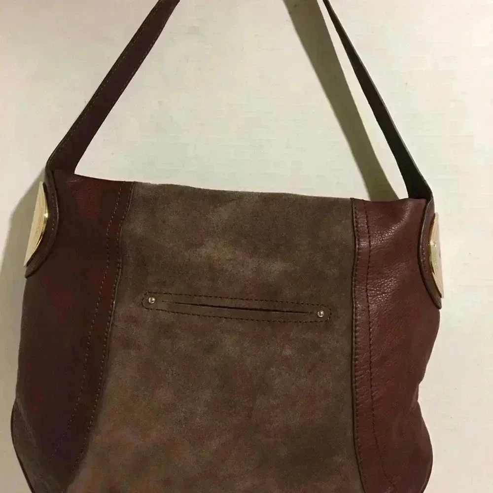 B. Makowsky Brown suede/ leather hobo bag